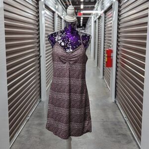 PrAna Size Large Lattice Razor Back Brown Spotted Pattern Athletic Fit Dress